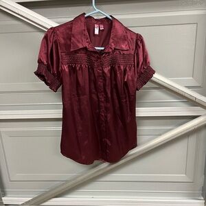 Dolled Up Maroon Top with Light Polka Dots